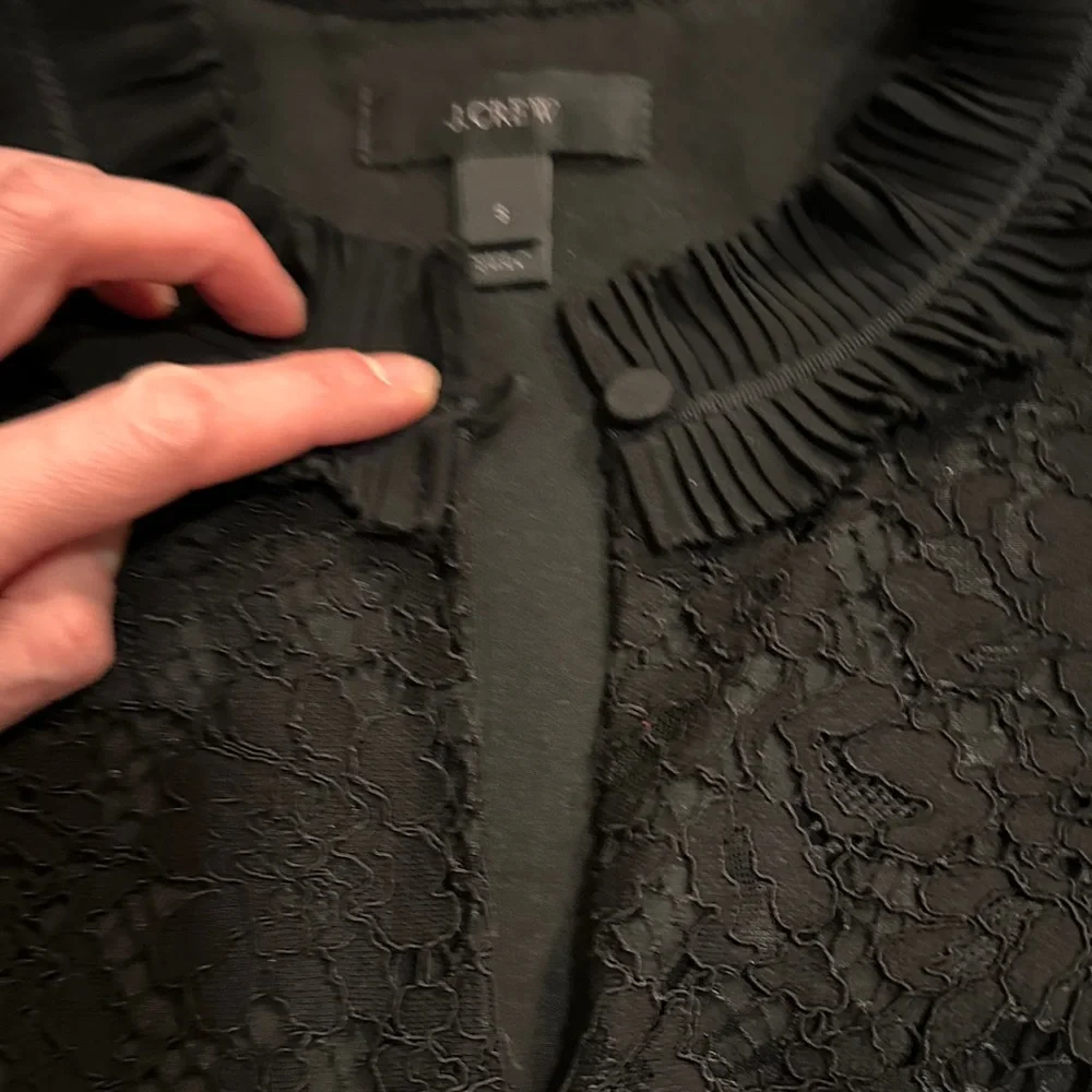 J. Crew Black Lace Ruffle Neck Blouse